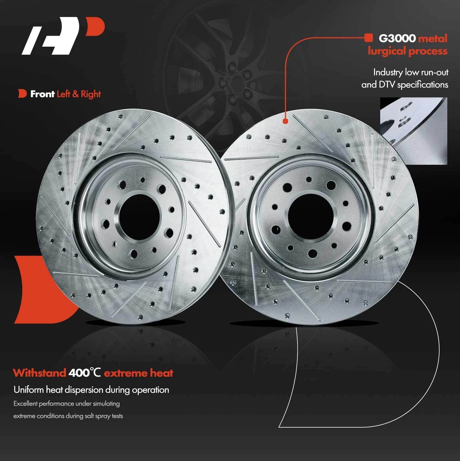 Front Drilled Brake Rotor and Pad for Chevrolet Equinox (2010–2017)