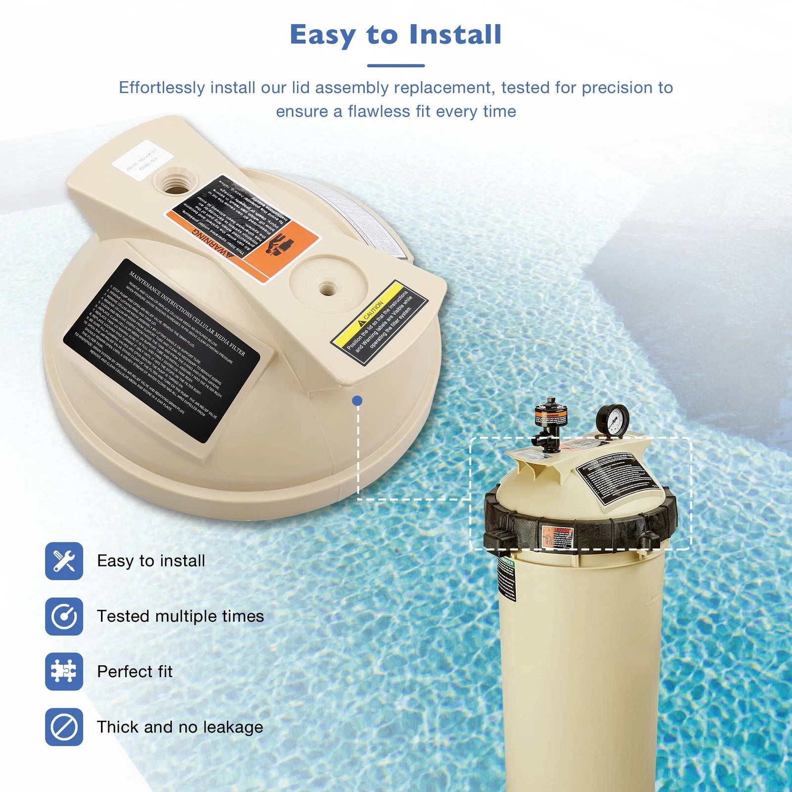 Pool Filter Cover Lid for Pentair Clean & Clear Predator 50 100 125