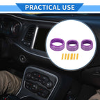 3X AC Media Tune Switch Knob Cover Ring for Dodge Challenger (2015–2019) Purple