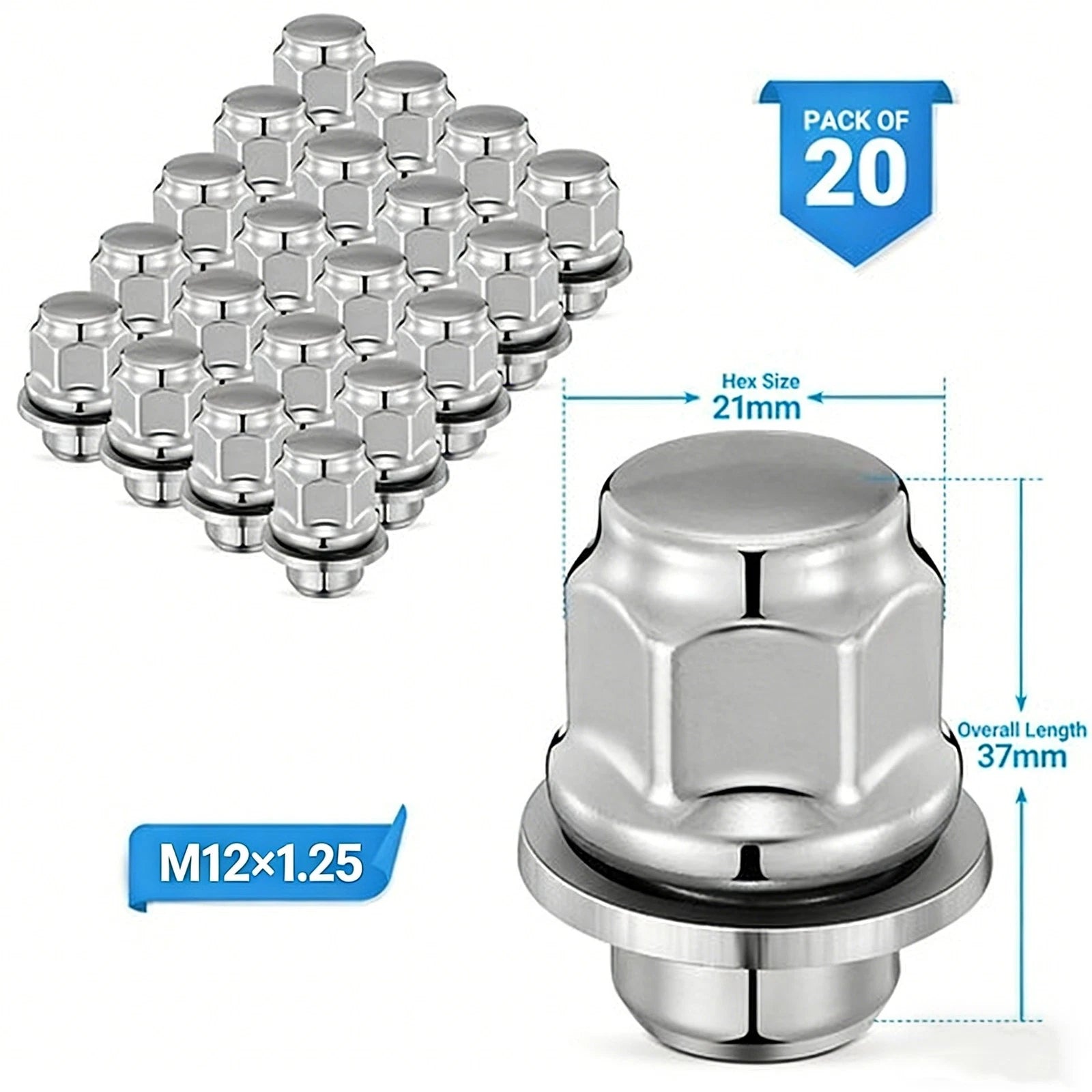 20Pc Chrome Mag Lug Nuts for Nissan Pathfinder Infiniti