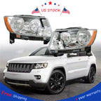 Pair Headlight Assembly for Jeep Grand Cherokee (2011–2013) & Compass (2011–2017) Chrome