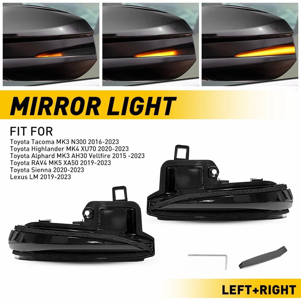 Sequential LED Side Mirror Turn Signal Lights for Toyota Tacoma (2016–2022)