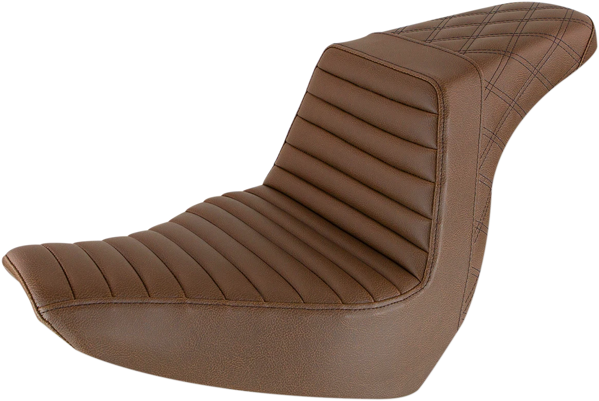SADDLEMEN Step-Up Seat Tuck-n-Roll Brown for Harley Davidson FXLR (1988–2023)
