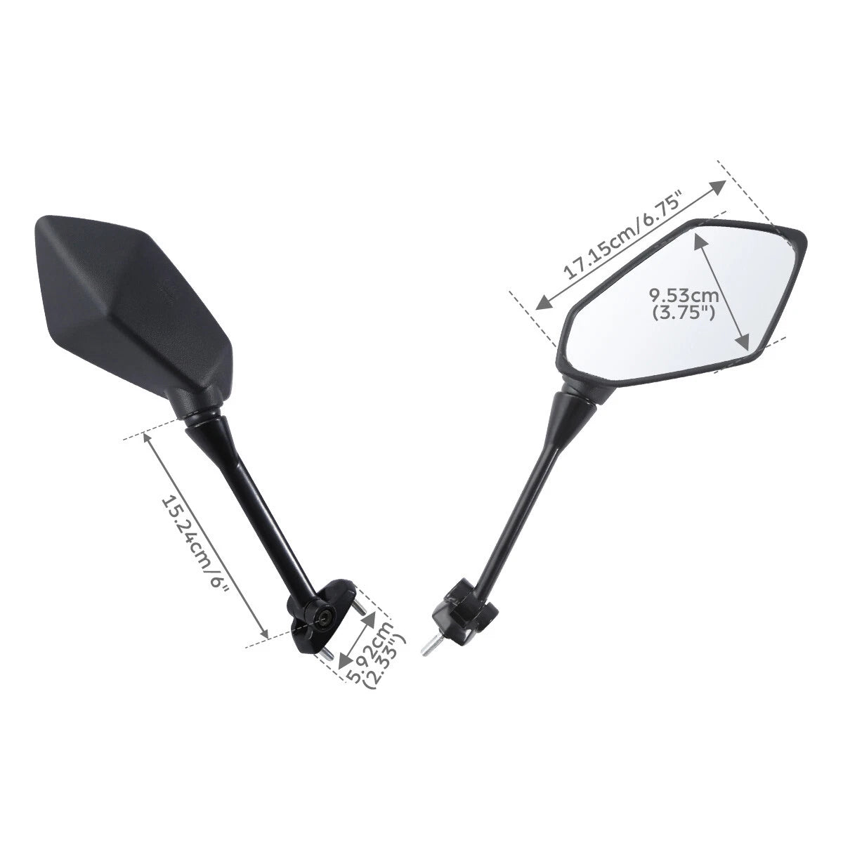 Black Rearview Side Mirrors for Kawasaki Ninja 650R ER6F (2009–2016) Ninja 400R (2010–2014)