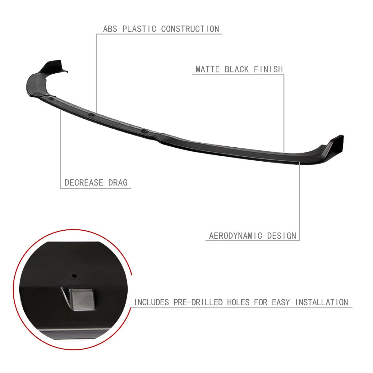 3Pcs Front Bumper Lip Splitter for Honda Accord (2018–2020) Matte Black