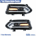 Pair of LED Dual Beam Projector Headlights for Dodge Charger (2015–2020)
