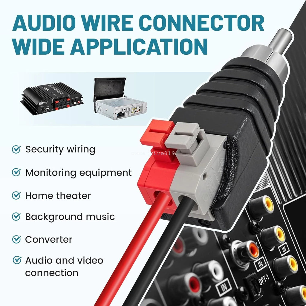 20X Speaker Wire Cable to RCA Male Connector Adapter Plug