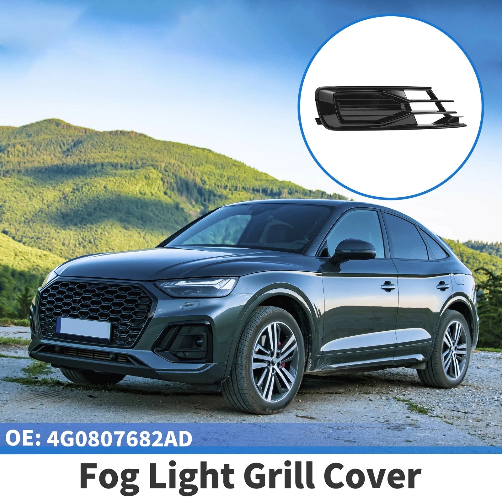 1pc Fog Light Grill for Audi A6 C7 (2014–2018) No. 4G0807682AD Black