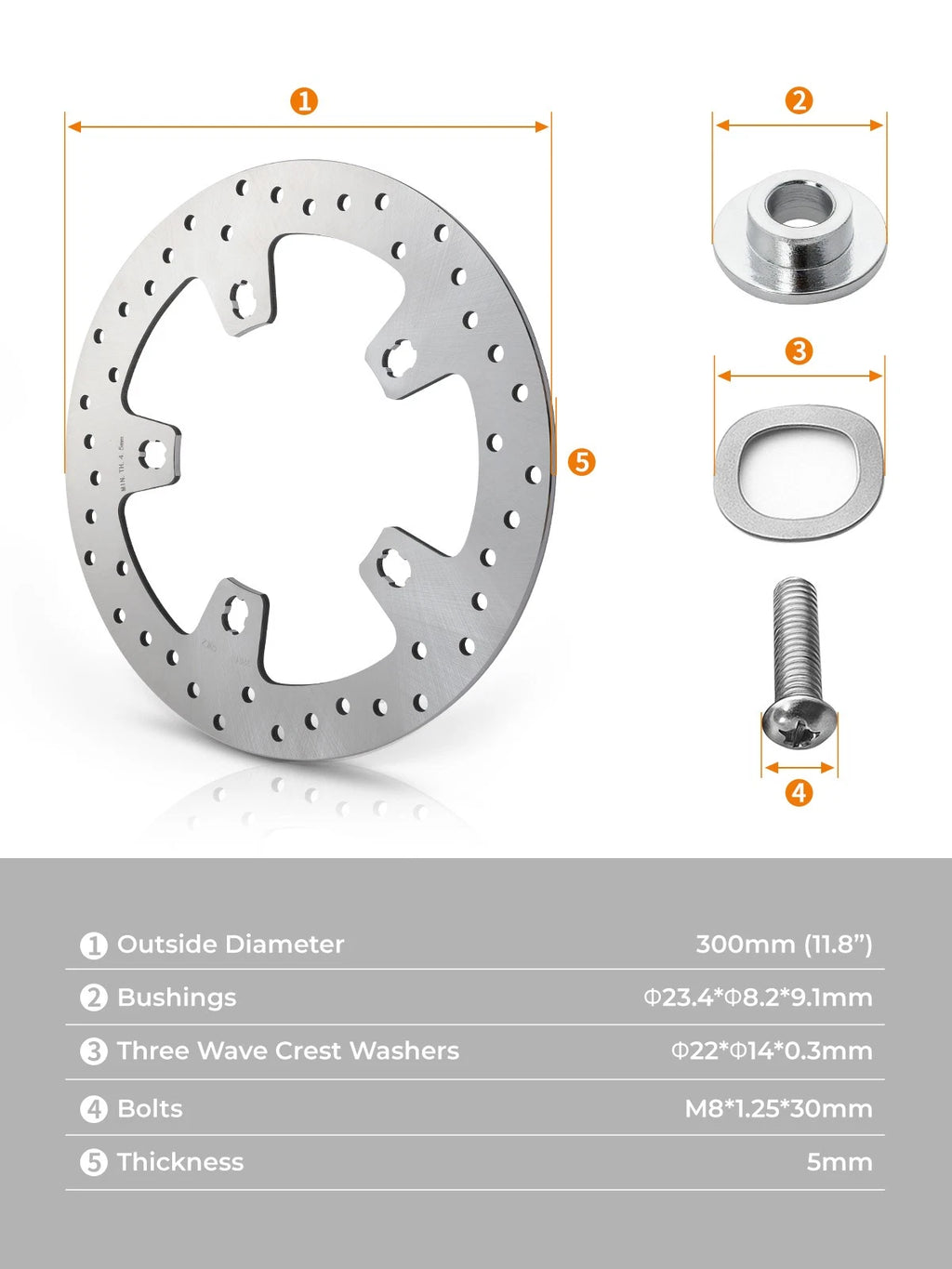 Front Brake Disc Rotors & Bolts for Harley Touring Street Glide (2014–2024)