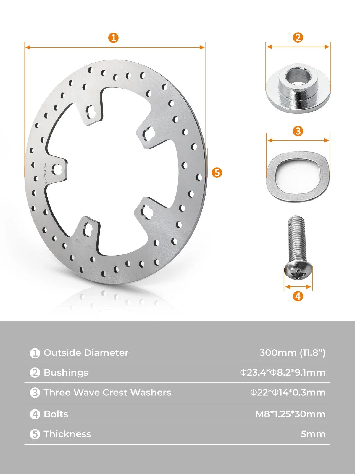 Front Brake Disc Rotors & Bolts for Harley Touring Street Glide (2014–2024)