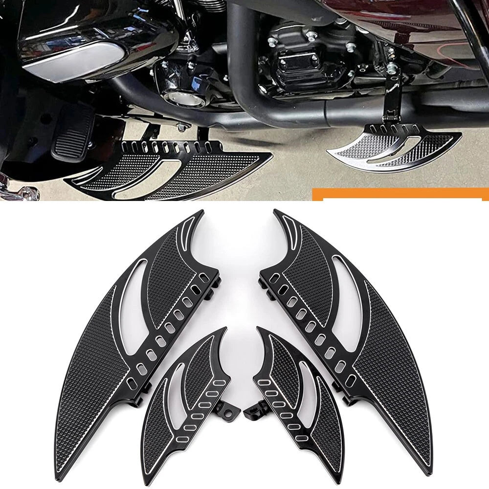 CNC Black Driver Rear Passenger Floorboards for Harley Touring