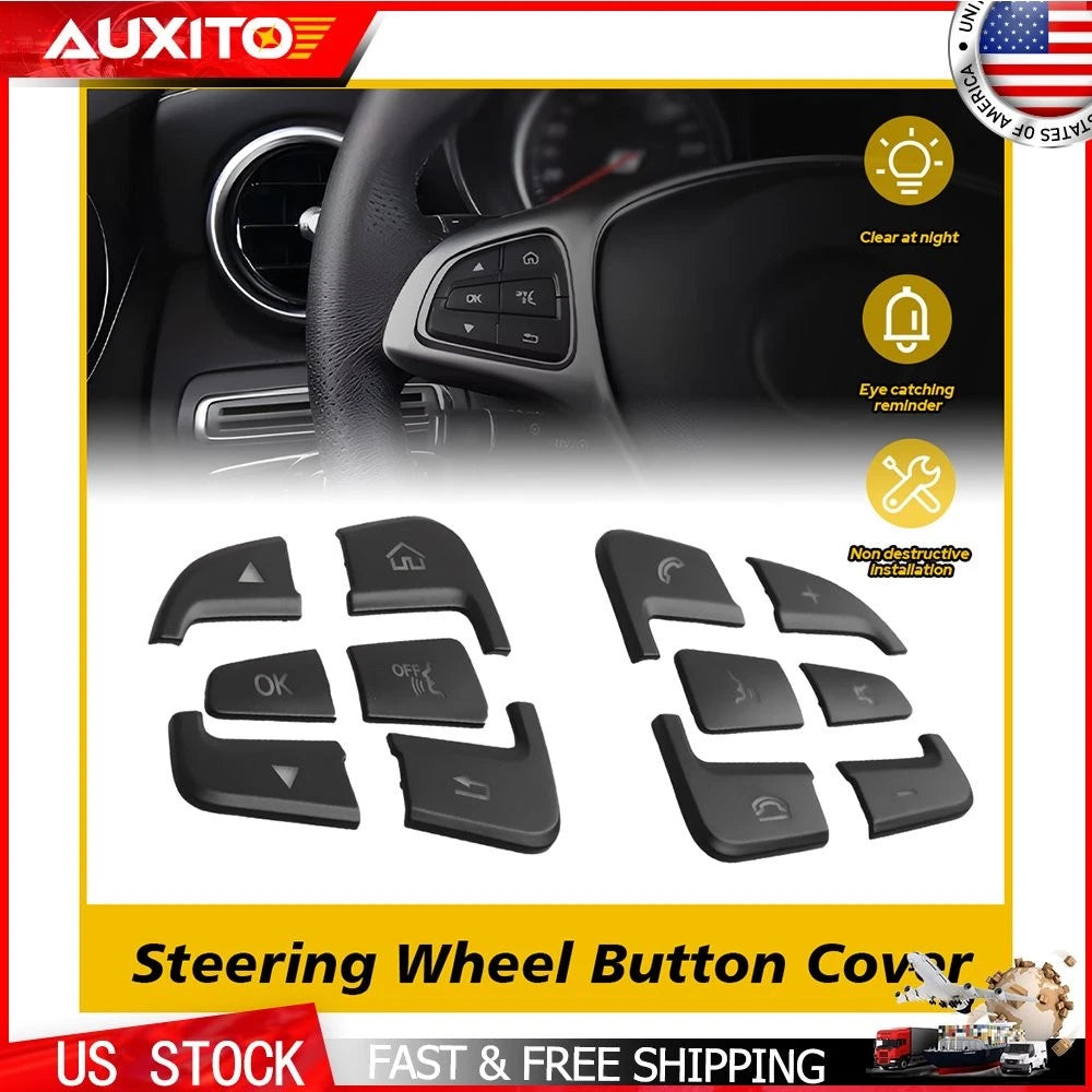 Steering Wheel Button Silver Trim Cover for Mercedes Benz CLA CLS (2015–2019)