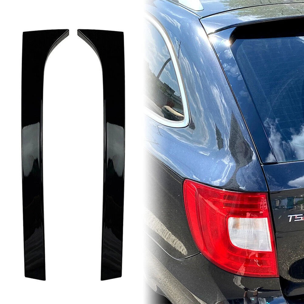 2X Rear Window Spoiler Side Wing Trim Cover for Skoda Superb (2008–2015) Glossy Black