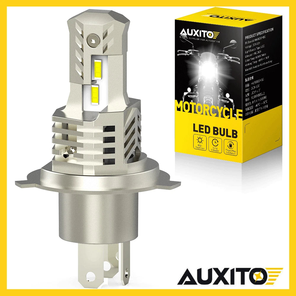 H4 LED Headlight Bulb for Motorcycle (Hi/Low Beam, 6000K)