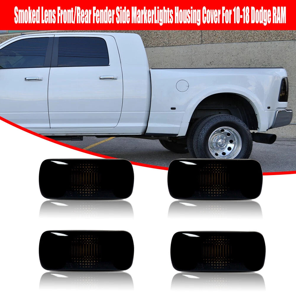 Set of 4 Smoked Lens Fender Side Marker Lamp Housings for Dodge RAM (2010–2018)