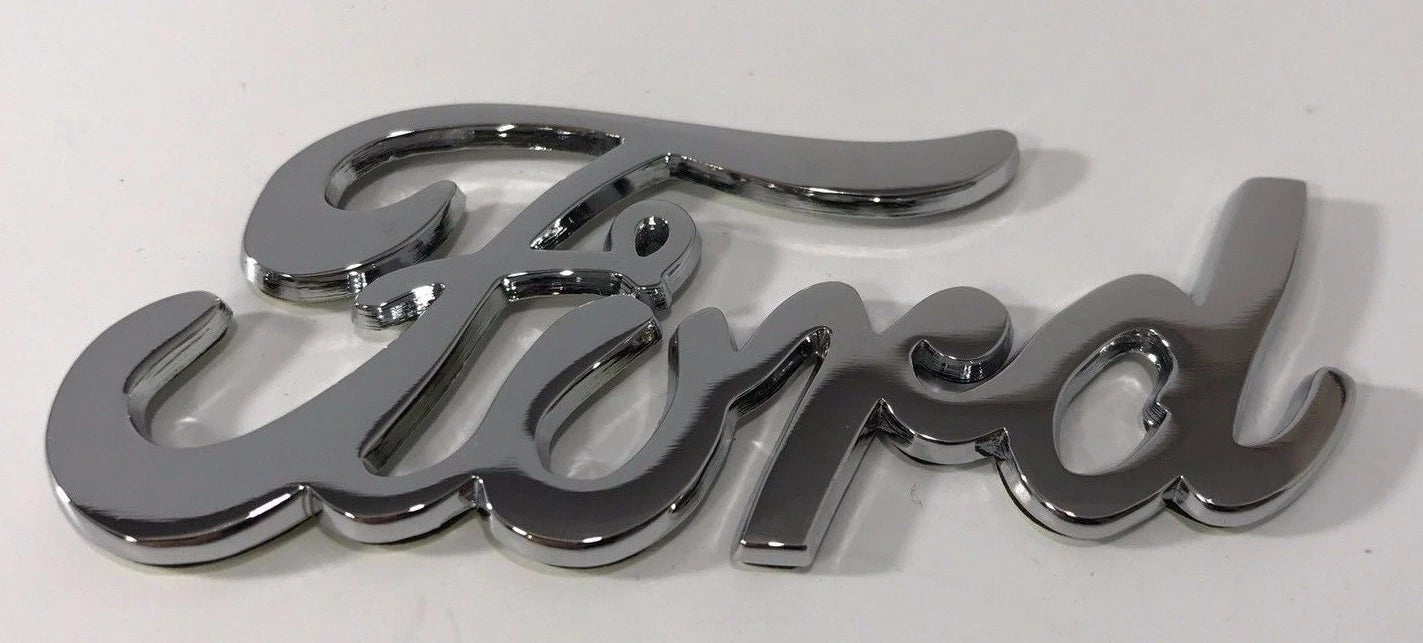 Chrome Metal Adhesive Script Emblem for 1940 Ford Style (3 1/4 x 1 3/8)