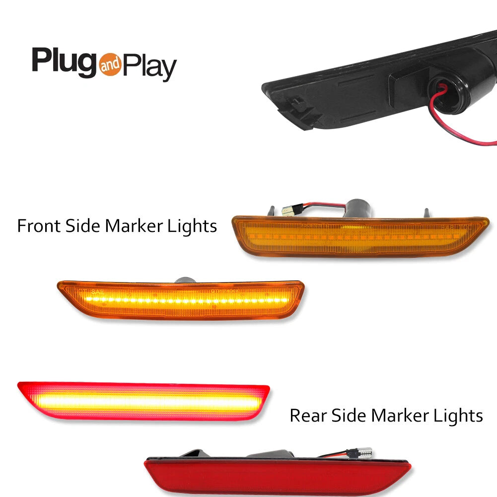 Set of 4 LED Front & Rear Side Marker Lights for Ford Mustang (2010–2014)