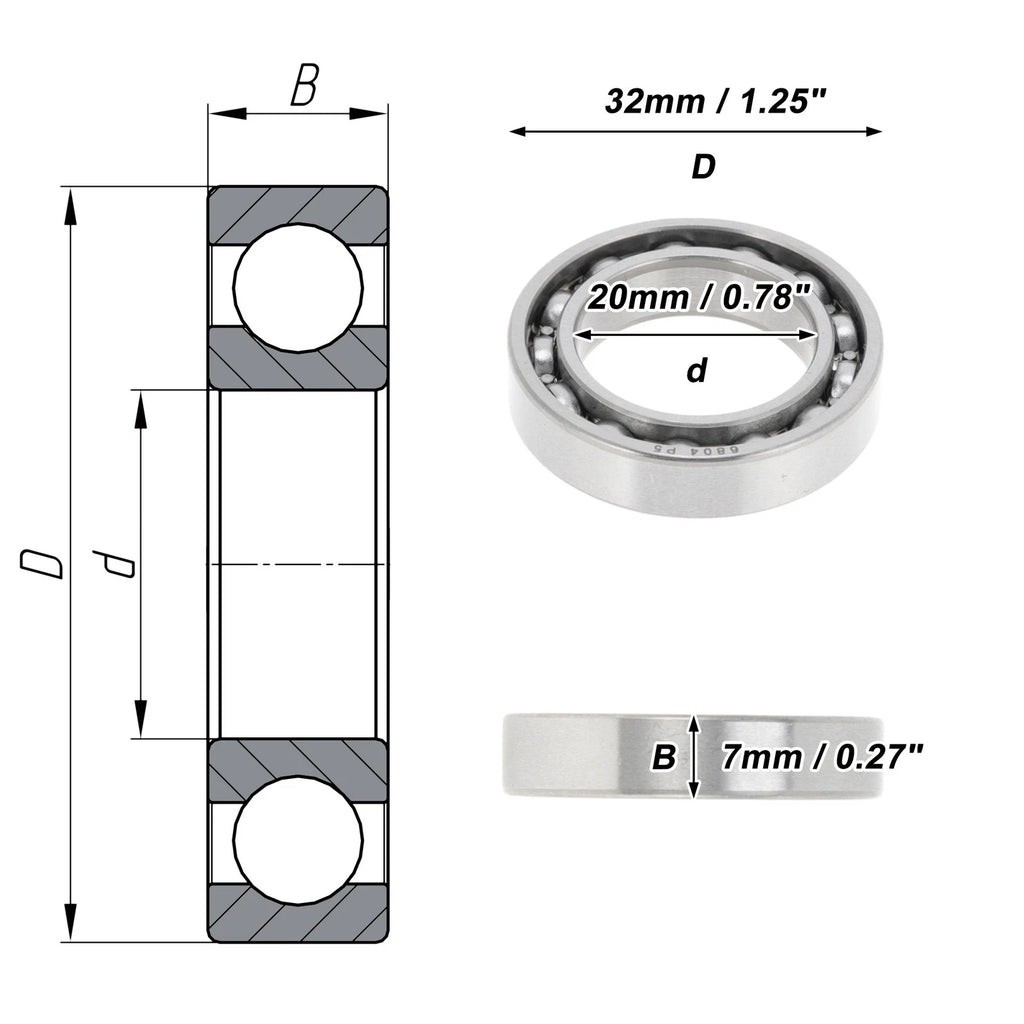 Deep Groove Ball Bearing 20x32x7mm for Scooter Skateboard (P5)