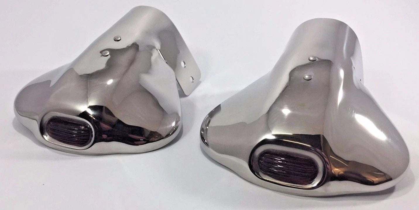 Red Jeweled Exhaust Tips Pair Dual Outlet for Universal Stainless Steel (Universal)