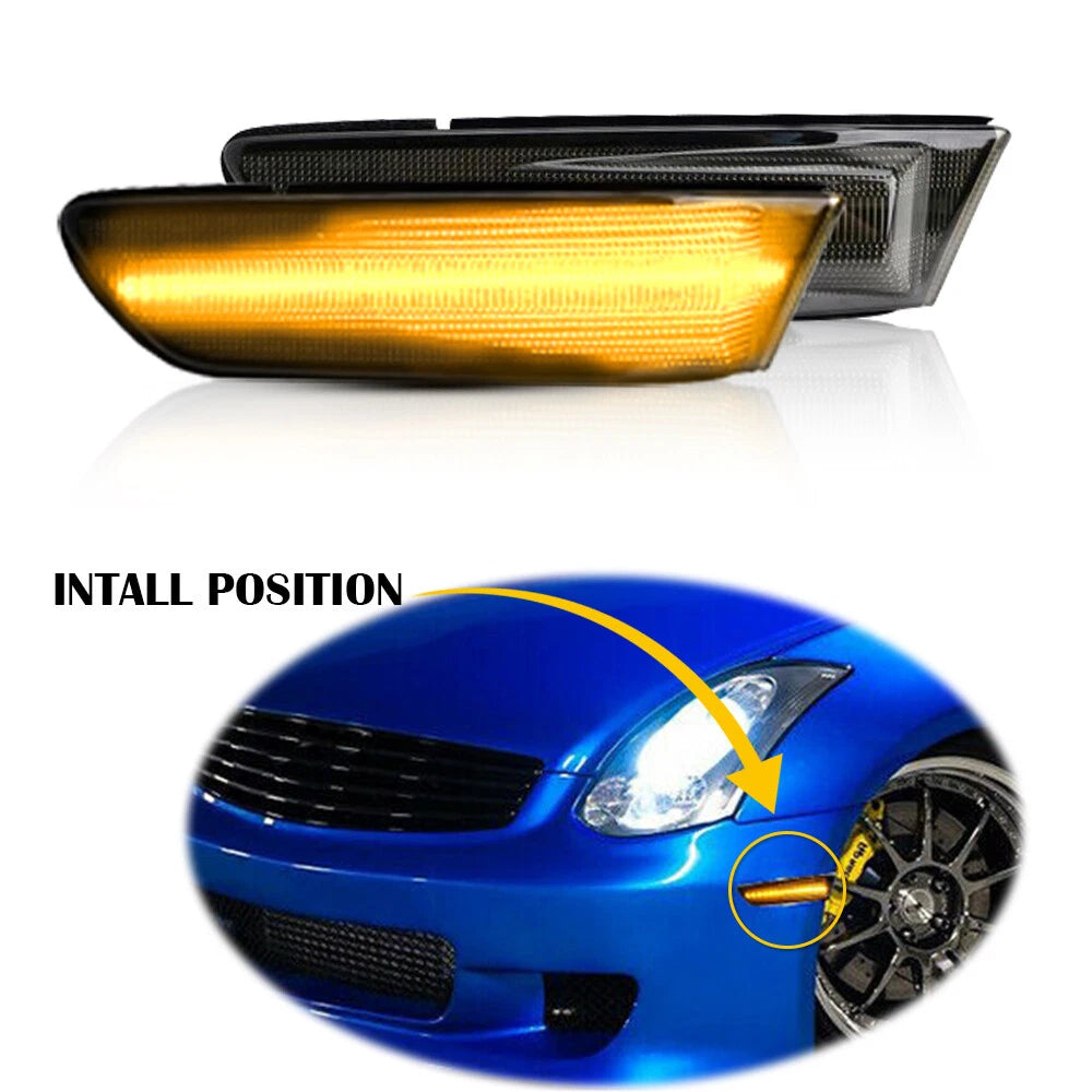 Smoke Lens LED Strip Side Marker Lights for Infiniti G35 Coupe (2003–2007)