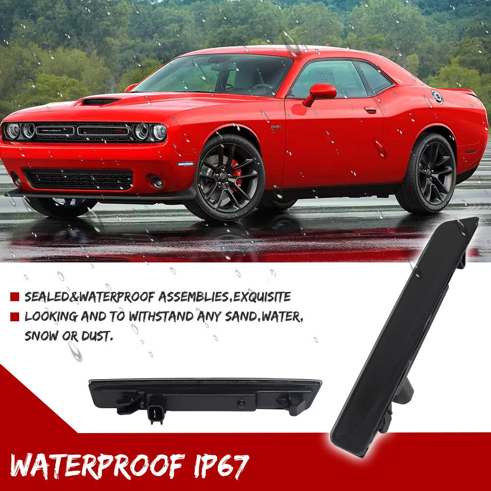 2X Smoked Lens White LED Front Sidemarker Lights for Dodge Challenger (2015–2023)