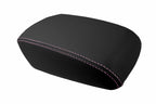 Leather Console Lid Armrest Cover for Ford Focus (2012–2018) Black Pink Stitch