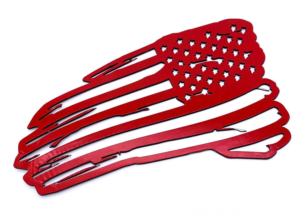 Distressed American Flag Emblem Decal Polished Stainless Steel for Jeep (2007–2018)