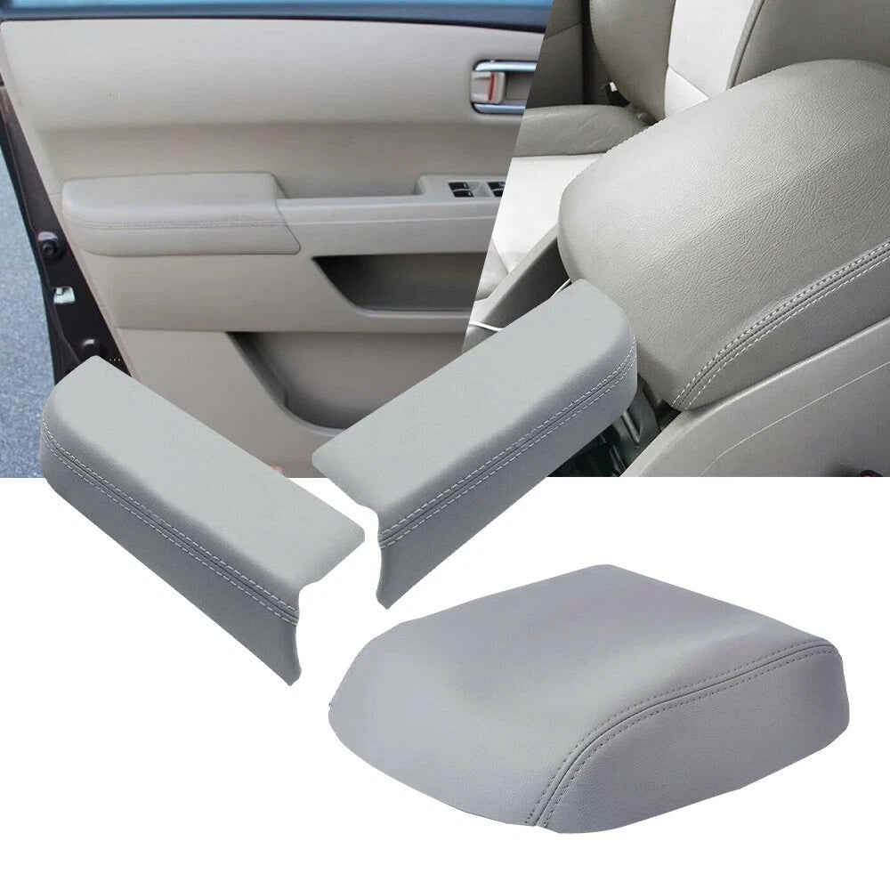Leather Front Door Panels & Console Lid Armrest Cover for Honda Pilot (2009–2015)