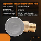 Brass RV Camper Black Tank Vacuum Breaker Check Valve for 571-VAC-CHK-A (2012–2014)