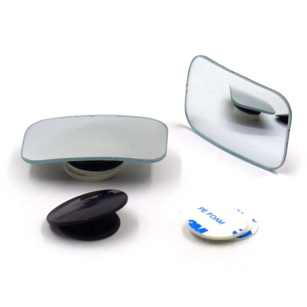2X Adjustable Blind Spot Side Mirror Stick-On Glass for Universal Fit