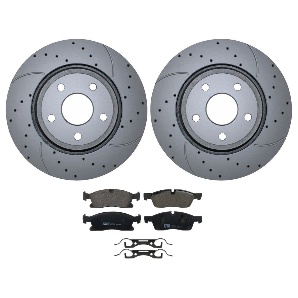 Front Brake Kit with Drilled 350mm Rotors & TRW Ceramic Pads for Durango Grand Cherokee (2011–2020)