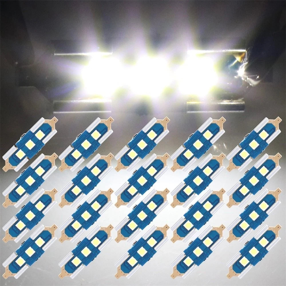 20pc 31mm LED Dome Trunk Lights for Car Interior (Festoon) 3030-3-SMD