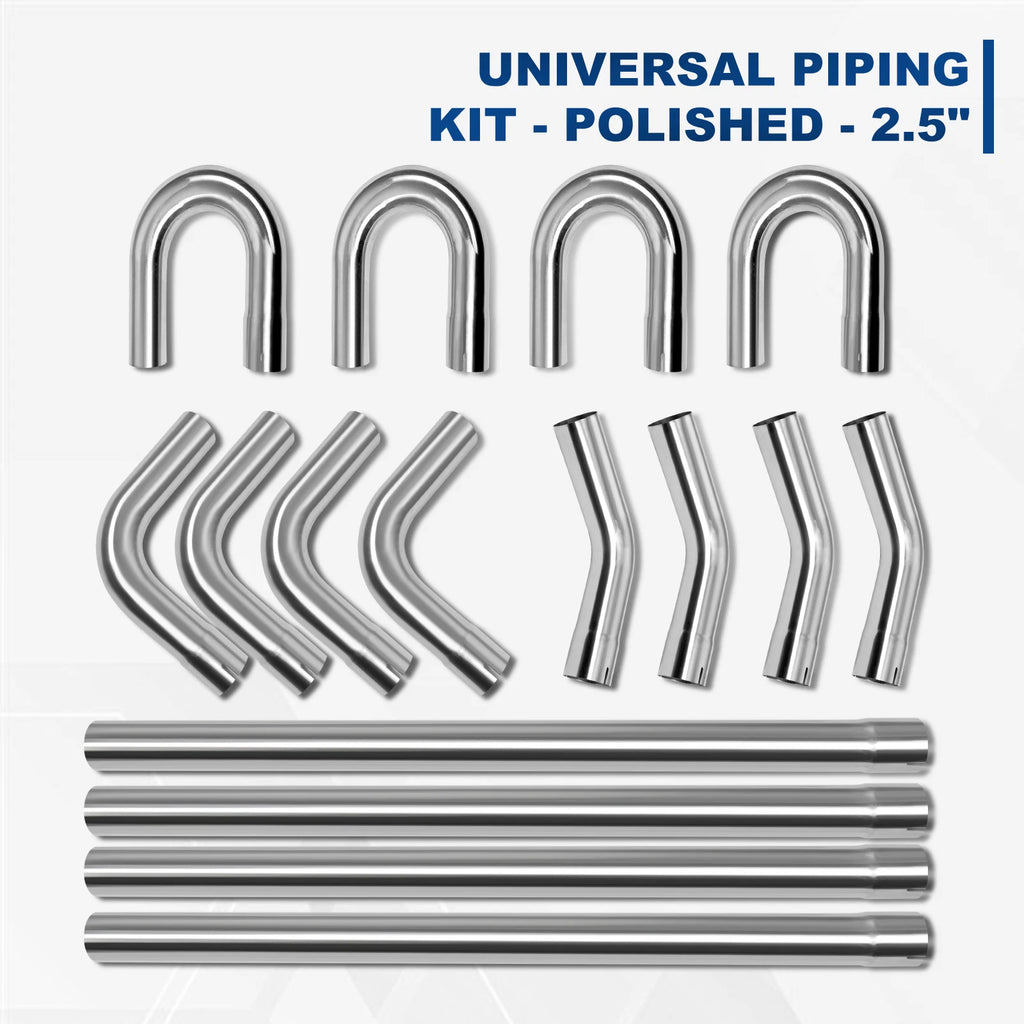 16Pcs Stainless Steel Exhaust Tubing Pipe Kit 2"/2.25"/2.5"/3"/3.5" OD