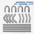 16Pcs Stainless Steel Exhaust Tubing Pipe Kit 2"/2.25"/2.5"/3"/3.5" OD