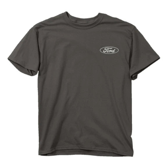 American Flag Ford Oval T-Shirt for Truck Lovers Gray (One Size)