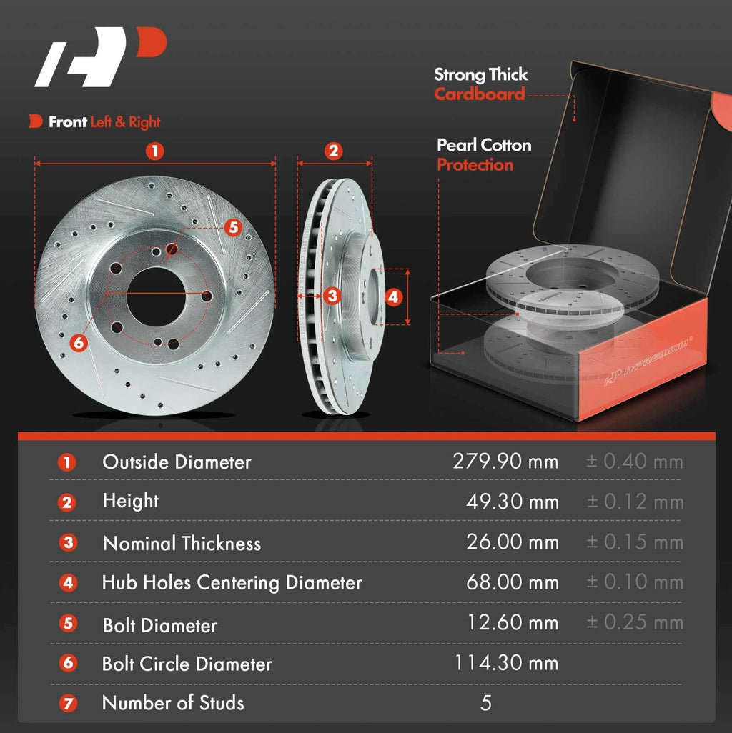 Front Drilled Brake Rotors & Ceramic Pads for Nissan Maxima (2000-2001)