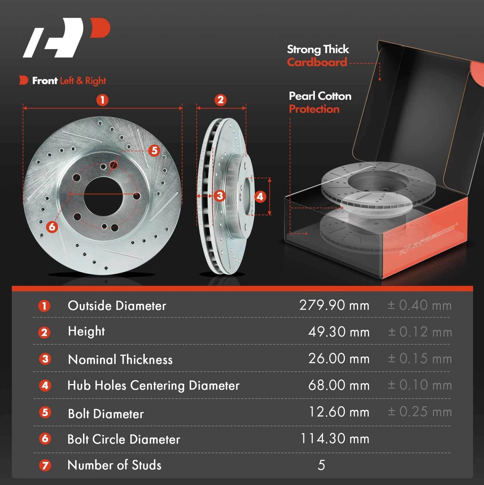 Front Drilled Brake Rotors & Ceramic Pads for Nissan Maxima (2000-2001)