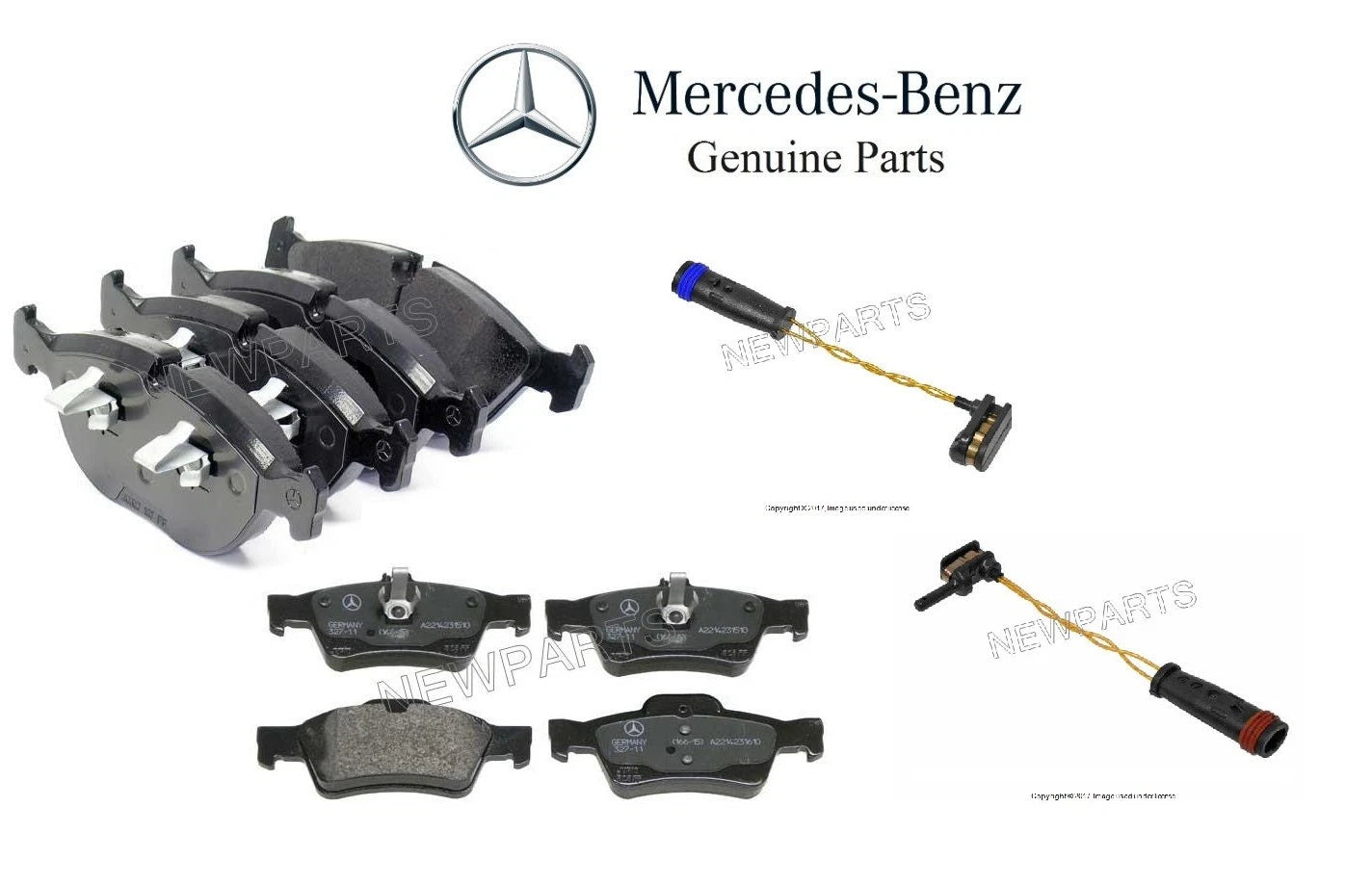Set of 4 Brake Pad Sets w/ Sensors for MB W211 W220 E350 S500 (2003–2006)