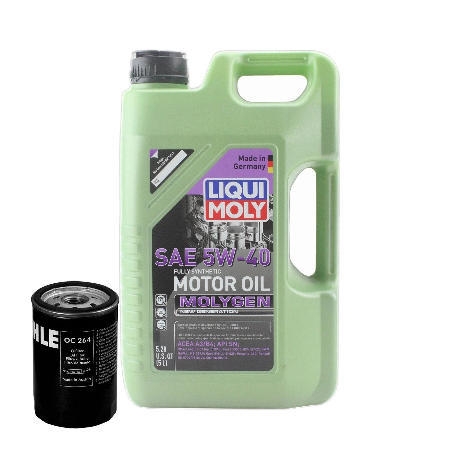 5L Liqui Moly Molygen 5W40 Oil Change Kit for Audi Beetle (1998–2010)