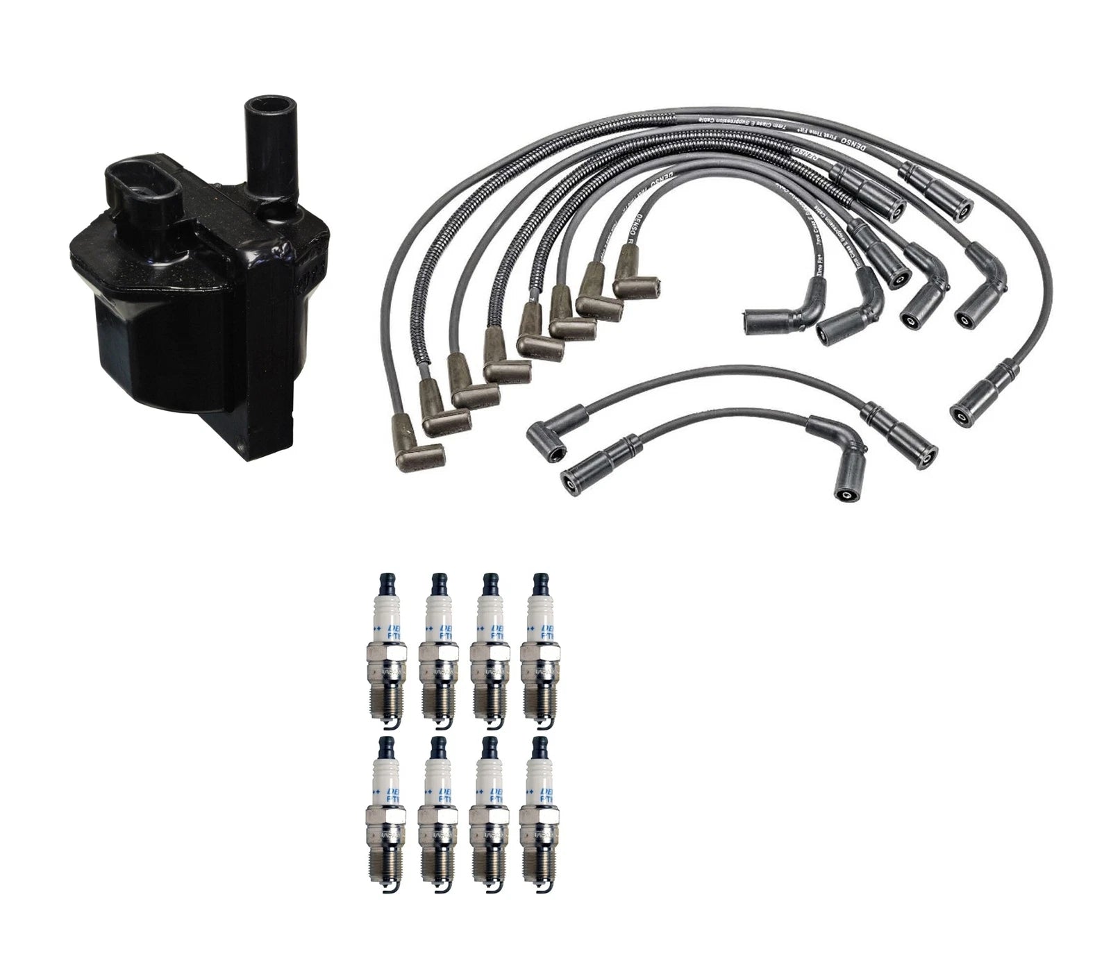 Set of 8 Denso Ignition Coil Wire Spark Plug Kit for Buick Chevy V8