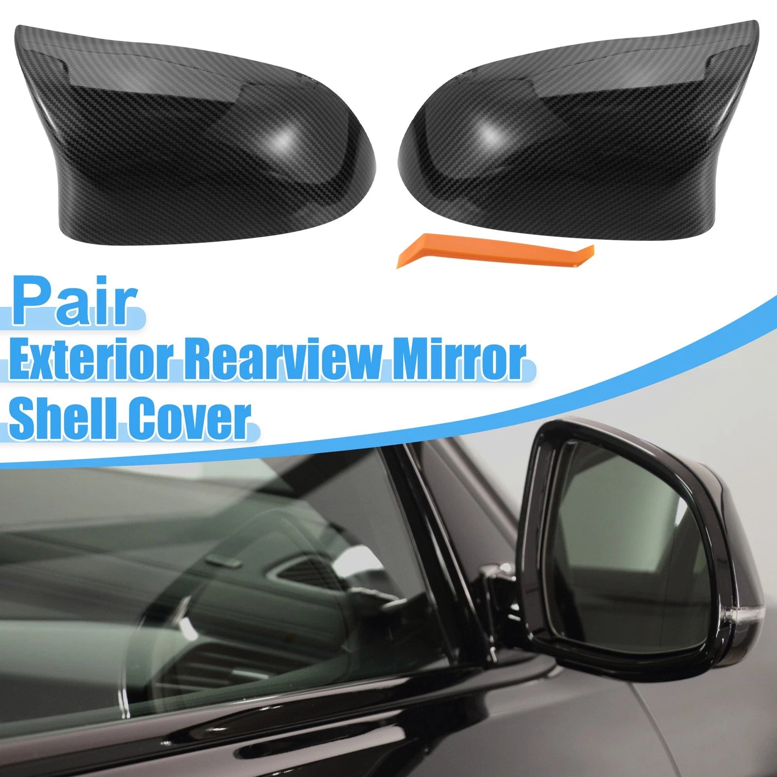 Pair Rear View Mirror Covers for BMW X3 Series F25 (2011–2017) Carbon Fiber