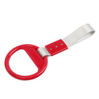 Round Ring Handle Strap for Train Bus (PVC Plastic, Silver/Red)