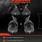 Set of 4 Front Upper & Lower Ball Joints for Chevrolet Corvette (1984–1996)