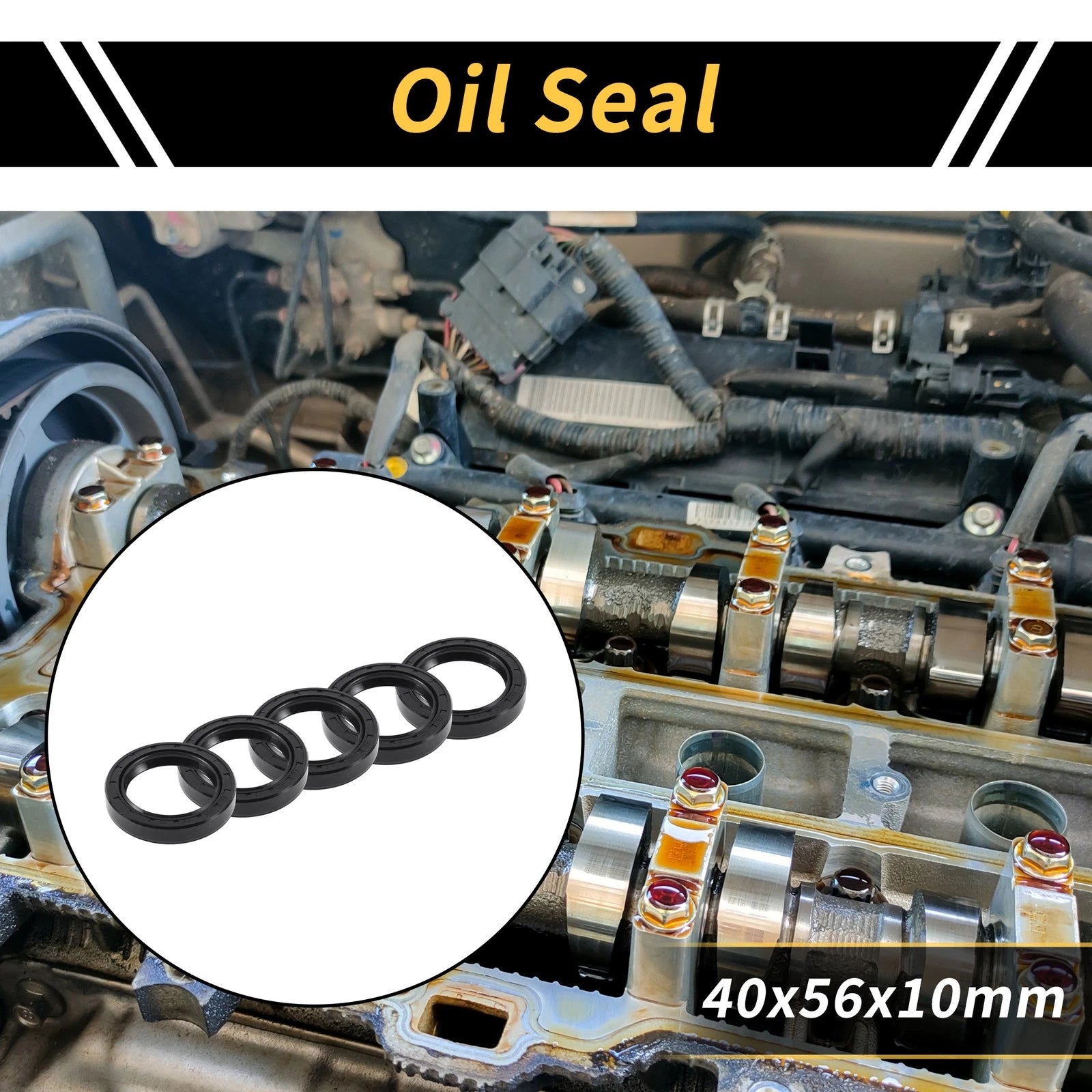 Set of 5 Oil Seal Rotary Shaft Seal NBR Rubber 40x56x10mm