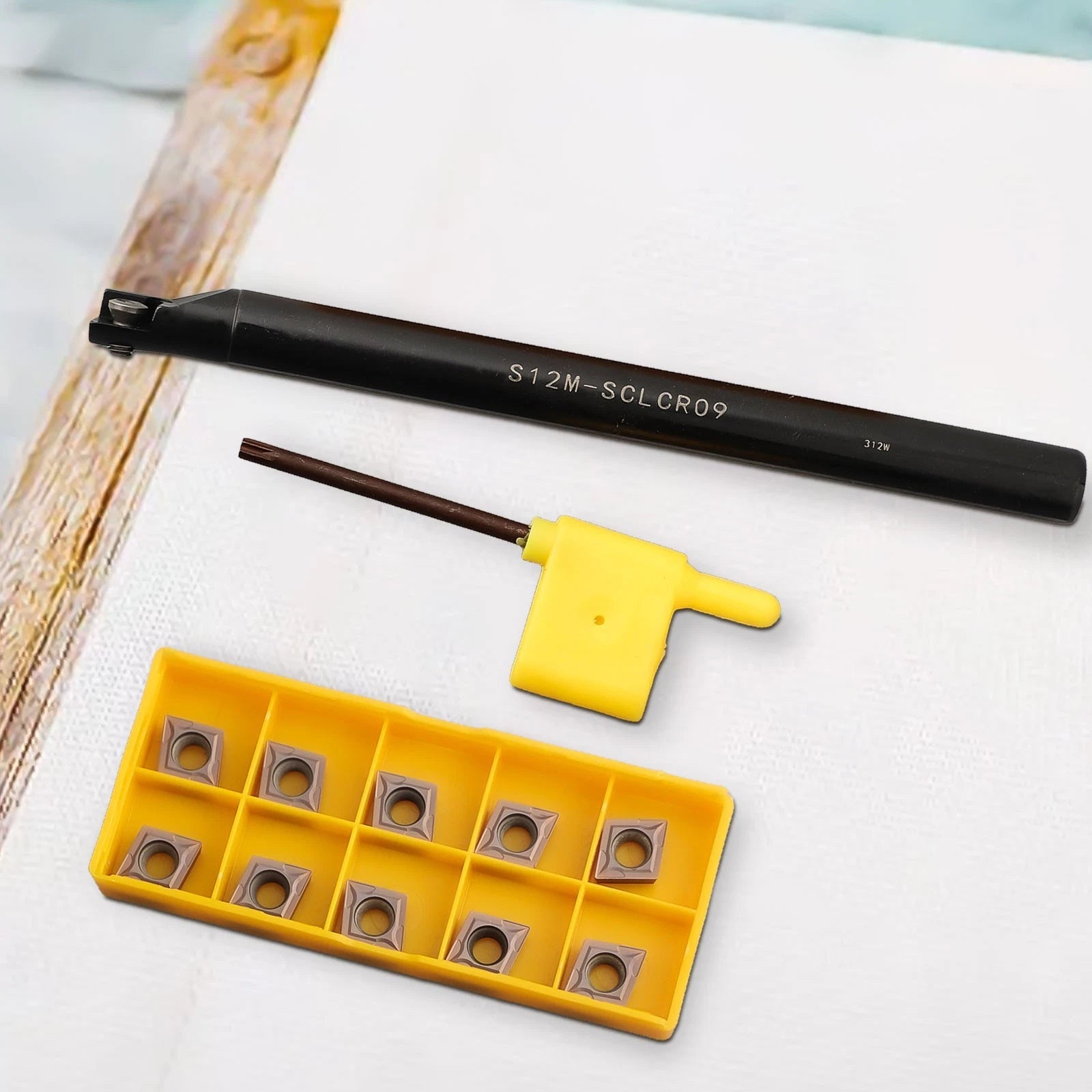 10 Pcs SCLCR Boring Bar with CCMT09T304 Blade 95° Carbon Steel