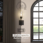 LED Wireless Wall Sconce Lamp - Rechargeable Glass Black