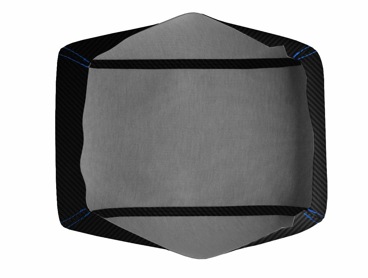 Console Lid Armrest Cover for Dodge Challenger (2008–2014) Carbon Fiber Blue Stitch