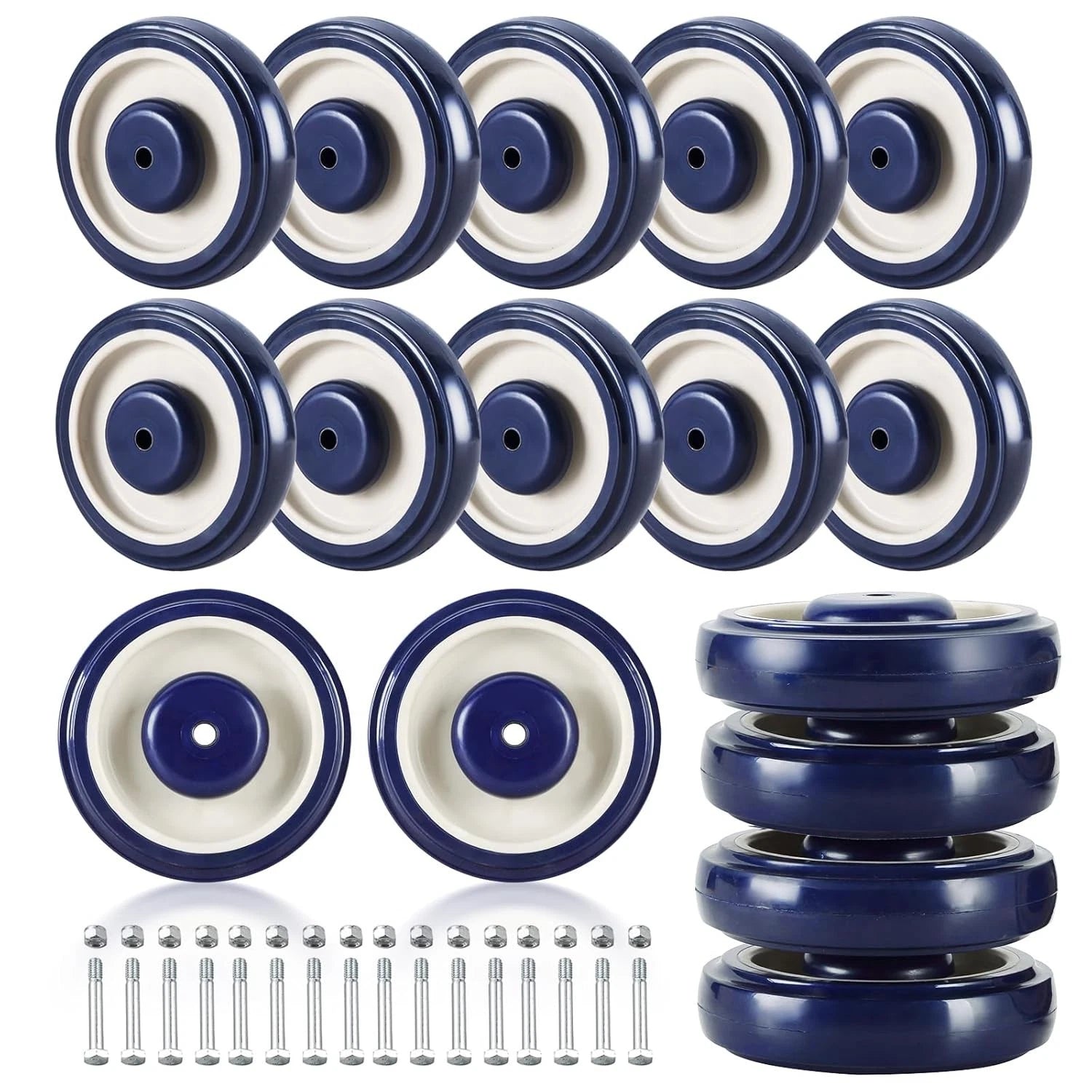 16Pcs 5" Polyurethane Shopping Cart Replacement Wheel 5/16" Bore