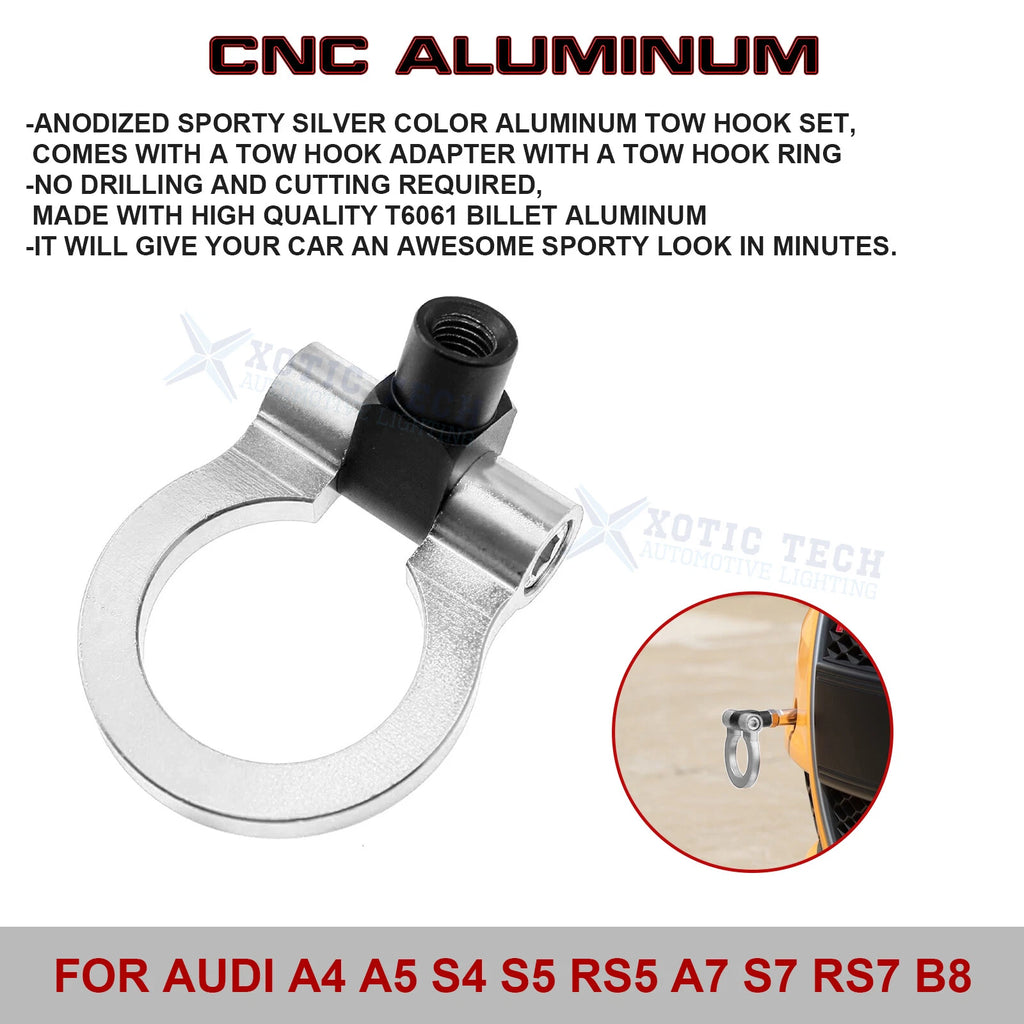 Anodized Alloy Silver Tow Hook for Audi A4 A5 A7 B8 RS7 S4 S5 (2010-2019)