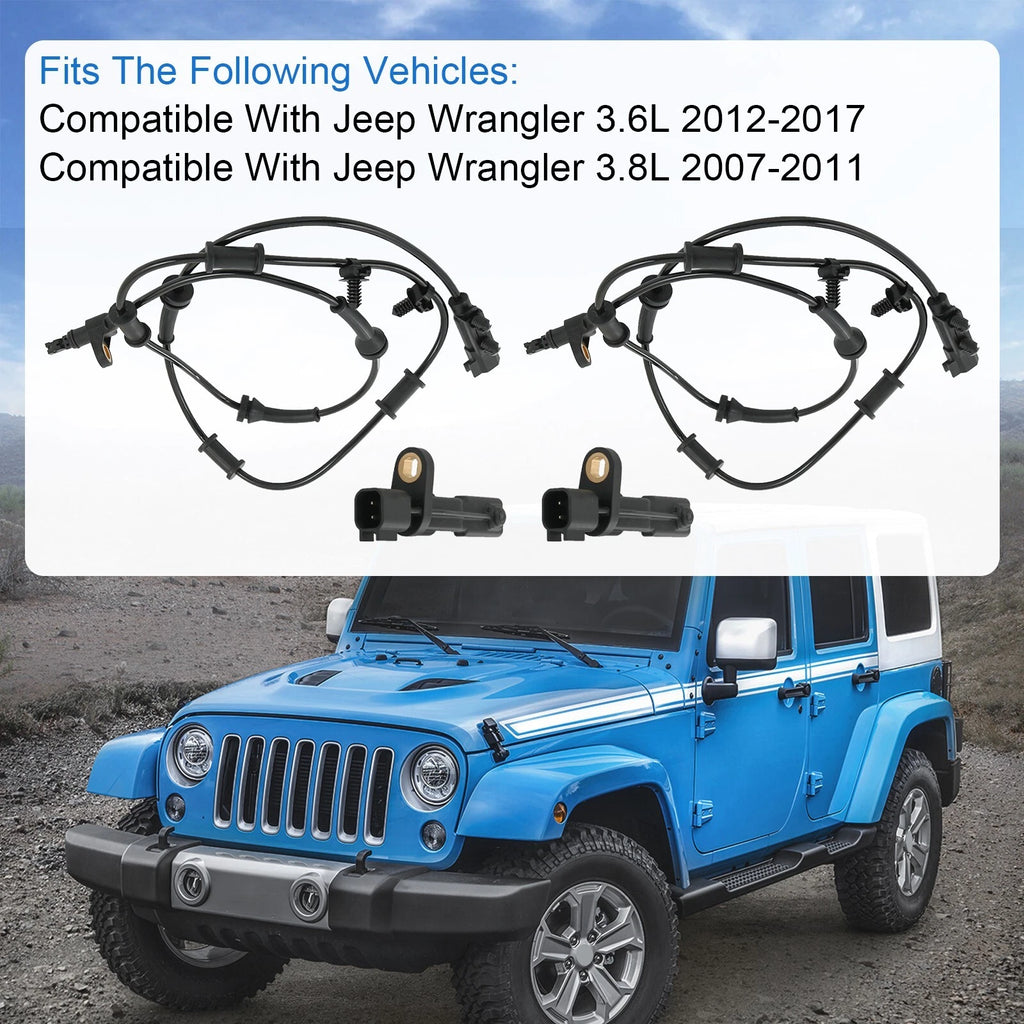 Set of 4 ABS Wheel Speed Sensors for Jeep Wrangler (2007–2017)